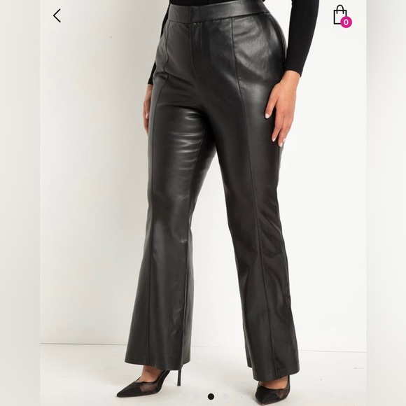 NWT ELOQUII Plus Size Faux Leather Flare Leg Trouser - Picture 3 of 6